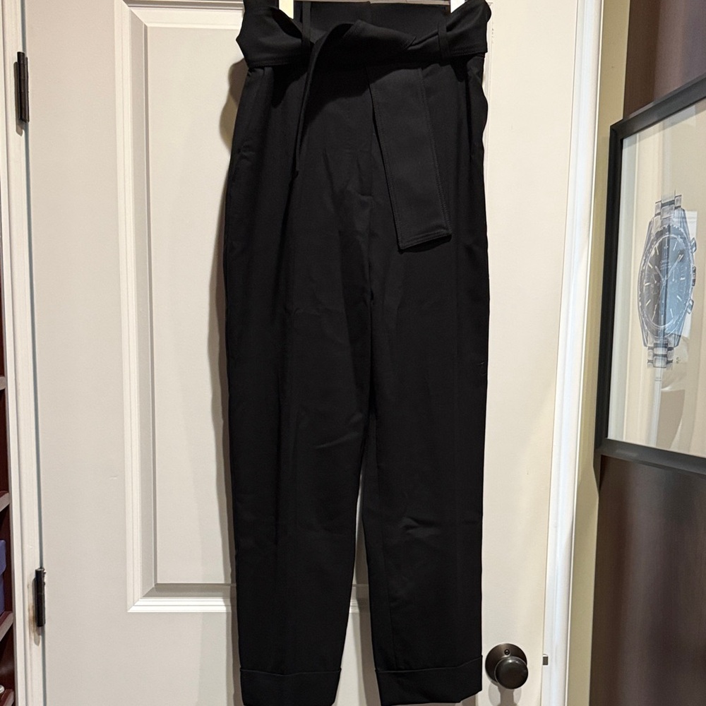 Sara Battaglia Black Wool Trousers with Detachable Sash/belt